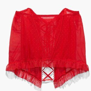 Candy Hearts Dotted Mesh Open-Back Skirt xl